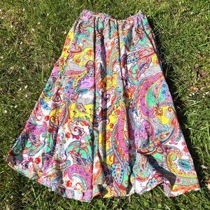 Flint & Moss multicolor paisley boho A-line flare pull on long maxi skirt